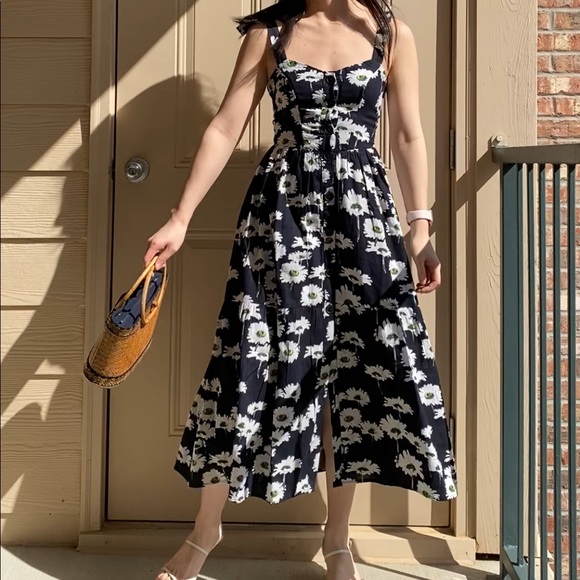 NWT UO Positano Tie-Shoulder Daisy Midi Dress - Picture 3 of 8